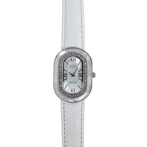 Ecclissi 925 Sterling Silver Ladies Tank Wrist Watch MOP Diamond Bezel Vintage